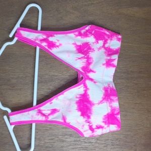 Pink and White Splotchy Tie Dye Bra
